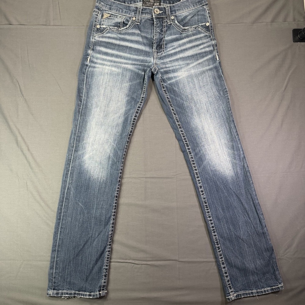 Men's Buckle Salvage Mayhem Bootcut Jeans Embroidered Dark Wash 32X32